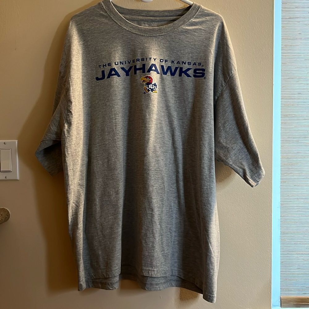 Kansas Jay Hawk Tee Shirt Gray XXL‎